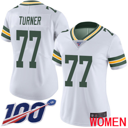 Green Bay Packers Limited White Women 77 Turner Billy Road Jersey Nike NFL 100th Season Vapor Untouchable